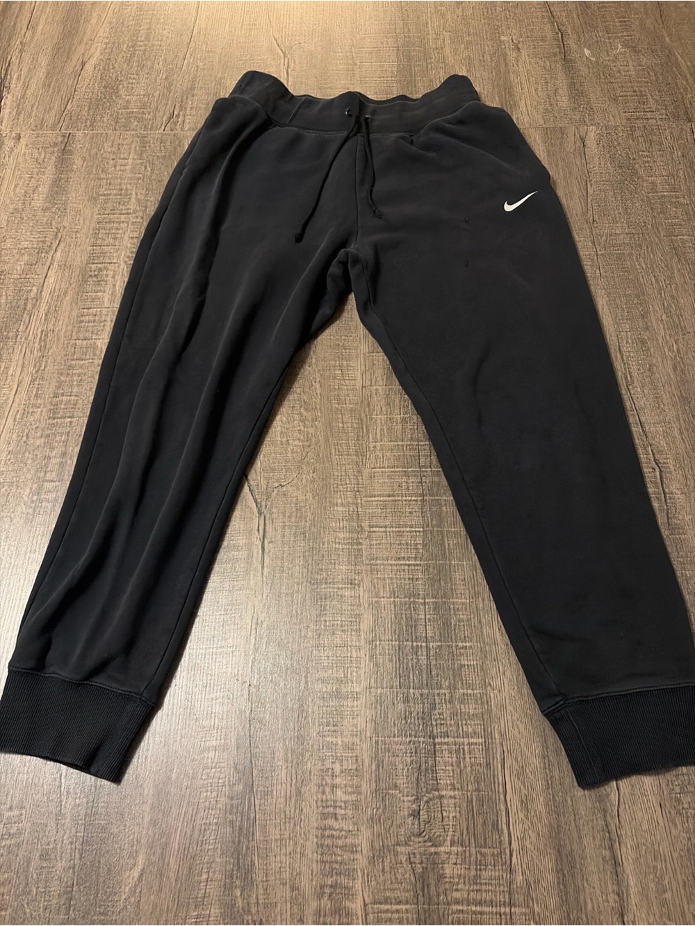 Nike Men’s Black Jogger Sweatpants with White Swoosh